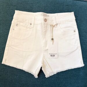 New Kancan Sugar High Rise Denim Shorts Raw Hem White Medium